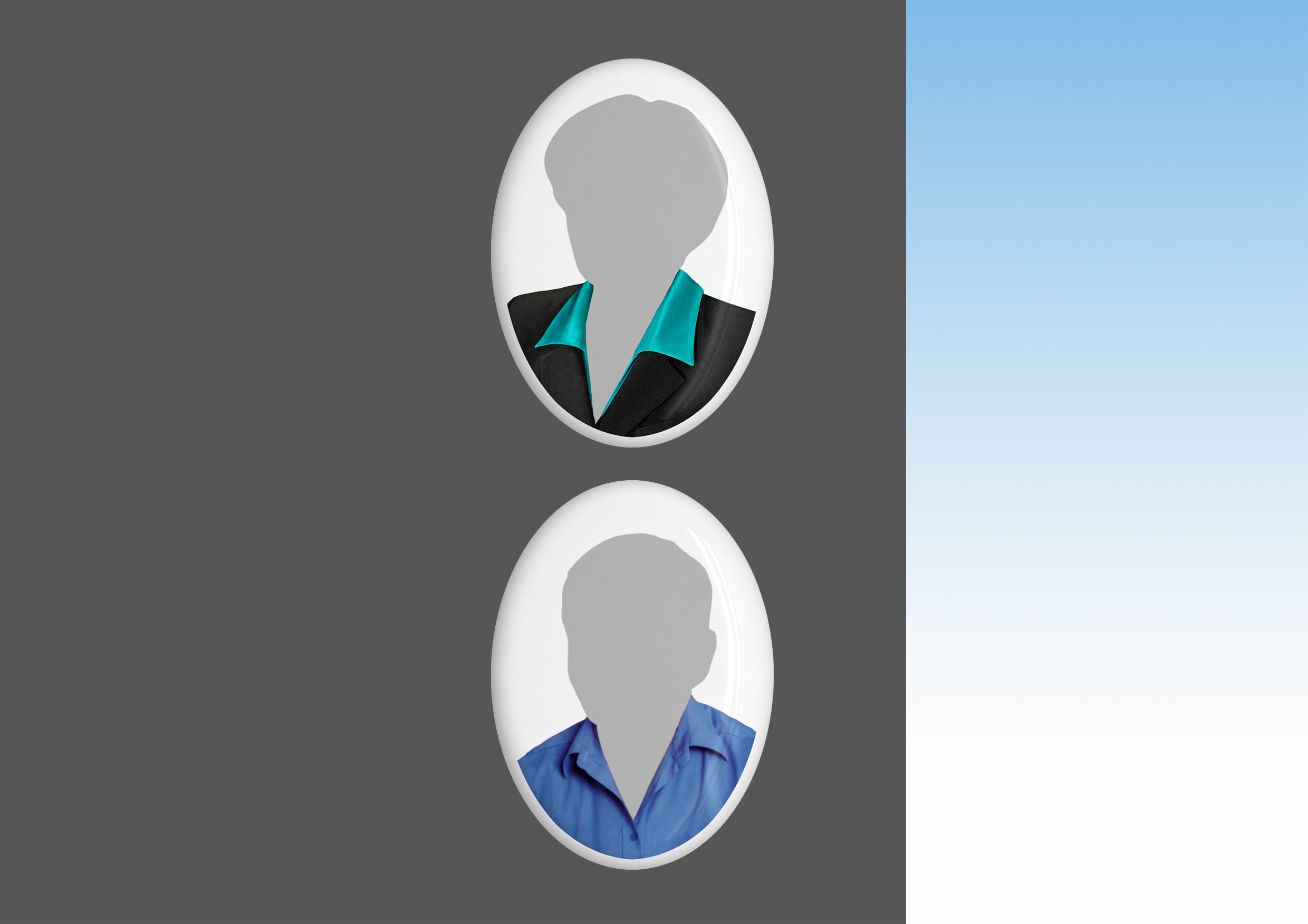 ustawienie fotoporcelanek na pomniku jedna nad drugą